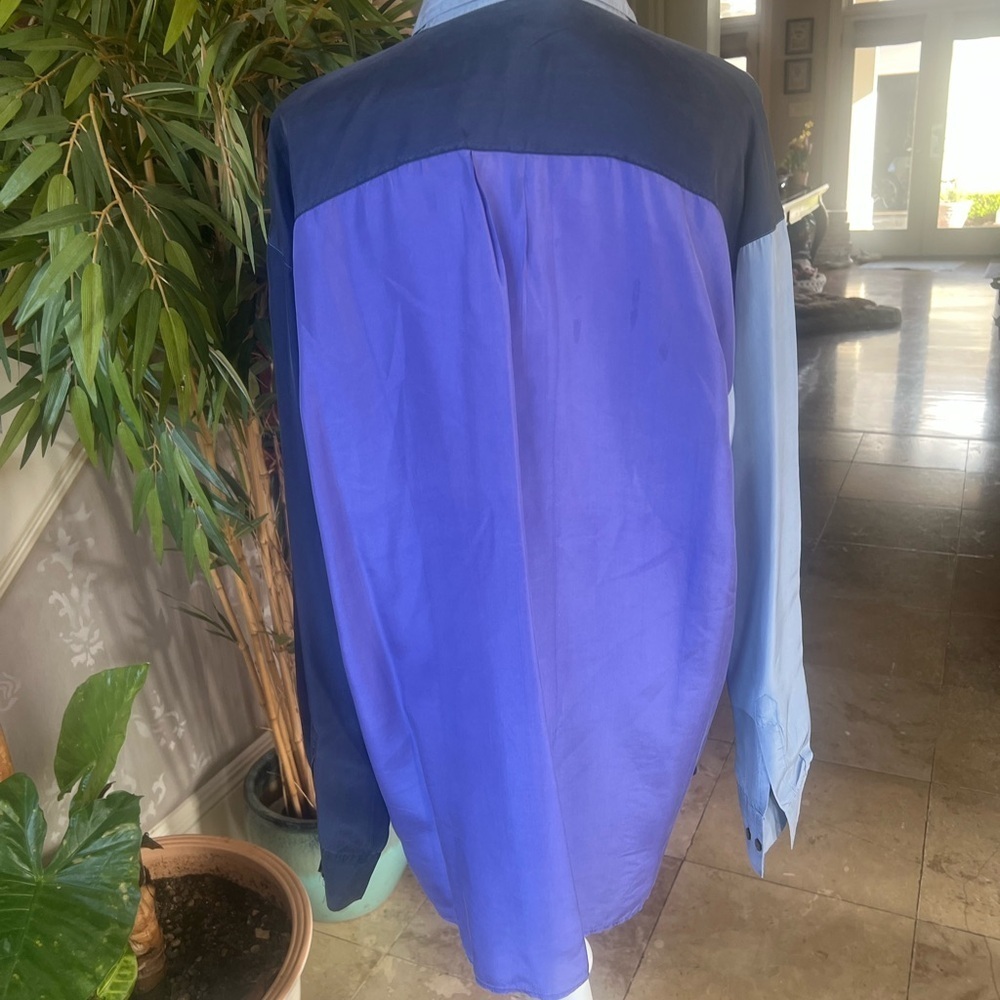 XINNO men’s color, Block 100% silk longsleeve dress shirt excellent condition - Picture 3 of 14